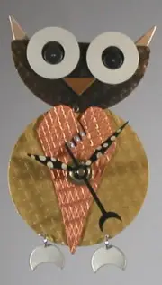 Whimsical Steampunk Mechanical Owl Wall Clock Handmade Battery Powered