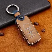 ontto for Mitsubishi ASX Key Cover Case Leather Key Fob Cover Keyring for Mitsubishi Outlander L200 Lancer Pajero Sport Colt 2 Buttons Key Shell Key Holder Key Protector Brown