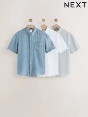 Multi Cotton Linen Blend Short Sleeve Shirt Multipack (AU0152) | $108