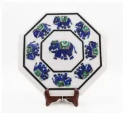 12" Marble side Table Top Pietra dura​ Handmade Inlay Home Decor