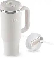 Avanti HYDROquench Stainless Steel Insulated Water Quencher, Tumbler 1 Litre with Handle & Straw - Leak Proof(Sipper lid only), BPA Free, Dual Lid, 24hr Cold Retention, Sand Dune