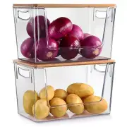 2 Set Pantry Organizer and Storage Stackable Kitchen Pantry Baskets for Onion...