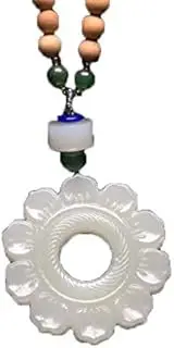 [Generic] NecklaceNatural A Goods Hetian Jade Necklace White Jade Flower Pendant Send Certificate
