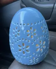 Brand New Lighted Ceramic Egg Robin Egg Blue On/Off Switch On Bottom