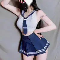 在飛比找ETMall東森購物網優惠-偽娘無袖分體短裙女裝大佬制服