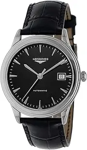 [Longines] L4.974.4.52.1 Men's Watch, Flagship, Automatic Winding, Water Resistant, 3 ATM, Saffia Glass, Black Dial, Stainless Steel, Black, Black