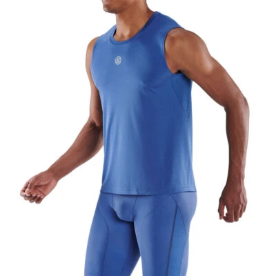 Skins L Series 3 Blue Mens Tank Top Sport Activewear/Training/Gym/Fitness
