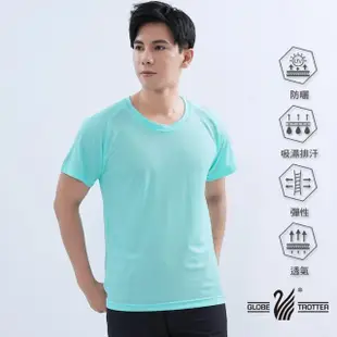 【遊遍天下】MIT男女款抗UV防曬涼感吸濕排汗機能圓領衫T恤 水藍(S-5L)