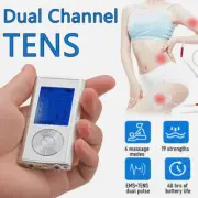 Pain Relief TENS Machine Body Physio Dual Channel Massager Rechargeable 4 Pads