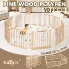 Kidbot Baby Playpen 10 Panel Wooden Safety Gate Kids Pet Dog Activity Centre
