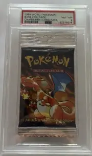 PSA 8 - 1999 Pokemon Base Set Sealed Booster Pack - Charizard Art -RARE WOTC