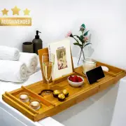 Christmas Bath Caddy Tray, with Tablet Holder, Bamboo, Adjustable Gift for Women