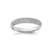 14K White Gold Pav‚ Real Diamond Band