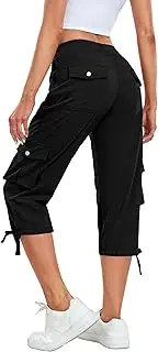 [QIXING] Cropped Cargo 3/4 Trousers Lightweight Quick Dry Hiking Casual Outdoor Travel Capri Pants with 6 Pockets