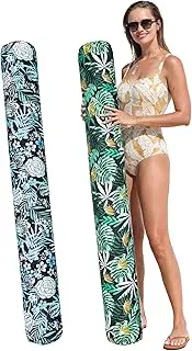 2 Pack Inflatable Pool Noodles, Fabric Covered Swim Noodles Floats Adults Swimming Pool Floats for Summer Beach Travel (2 Colors)
