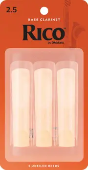 Rico Bass Clarinet Reeds, Strength 2.5, 3-pack