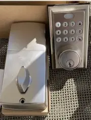 NIB $85 AMAZON Electronic (& keys) Deadbolt Door Lock, Traditional, Satin Nickel