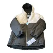 Boys Whales Tail Outerwear Hooded Winter Blue Puffer Jacket Size 18 Black White