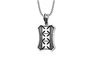 Mens Stainless Steel Medieval Maltese Cross Octagon Dog Tag Pendant Necklace
