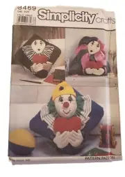UNCUT Simplicity Sewing Pattern 8469 Clown Harlequin Pillows 1987 OOP Creepy