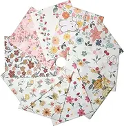 Hanjunzhao 10Pcs Cotton Fabric Bundles 18 x 22 Inch Floral Printed Fat Quarters Quilting Patchwork Quilt Sewing Fabrics for DIY Handmade Crafting Home Party Decor