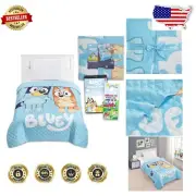 Colorful Bluey Twin Bedding Set - Includes Stickers and Door Hanger