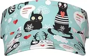 Black and White Cats Print Sunscreen Visor Hats for Women Men Adjustable Empty Top Beach Cap Hat Adults Outdoor Sports, Black, One Size
