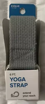 Evolve Yoga Strap Gray 6 Feet Machine Washable 100% Polyester Durable D-Ring New