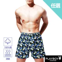 在飛比找momo購物網優惠-【PLAYBOY】任選_專櫃款 開襟四角褲(速達 藍圓點)