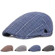 Men's Flat Cap Blue Light Grey Cotton Simple 1920s Fashion Party / Evening Stripes and Plaid Casual