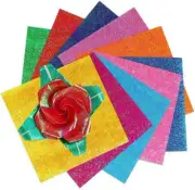 50 Sheets Origami Paper 4"X4" Square Glitter Shiny Single Sided Folding Paper fo