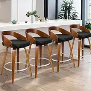 ALFORDSON 4 Pcs Bar Stools, Swivel Counter Barstool in 64cm Seat Height, Kitchen Dining Chair with Footrest and Adjustable Leg Levelers for Home Bar Dining Room, Caden Black