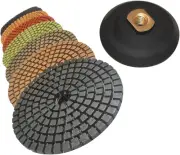 Premium Grade Wet 6" Diamond Polishing Pads Set + Rubber Backer for GRANITE MARB