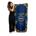 Personalised Beach Towel Wedding Gift Mr & Mrs Navy Gold Leaf Honeymoon