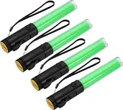 uxcell 4 Pack 11 Inch Signal Traffic Wand, Air Traffic Control Wand LED Flashlight with 3 Flashing Modes Side Clip Wrist Strap Lanyard for Parking Directing Guides, Green