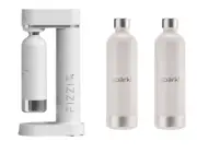 FIZZIT White Stainless Steel Sparkling Water Maker with 2 Reusable 1L Bottles