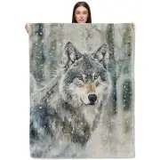 Winter Wolf Blanket - Soft and Plush Flannel Throw Blanket with Majestic Wolf...