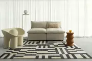 Loopsie Emmen Black and Cream Geometric Lines Washable Rug