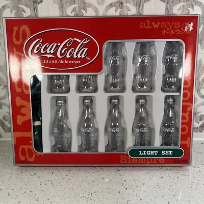Coca-Cola Bottle 10 Piece Light Strand Light Set. Glitter. White Light. NEW
