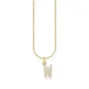 Genuine THOMAS SABO Necklace with letter pendant W and white zirconia - gold