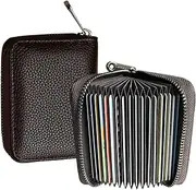 [Xiao Hua] Blocking Wallet 20 Card Solts Credit Card Case Holder accordion style zipper wallet for men and women（brown）, Brown, 10.5*8.5*3cm