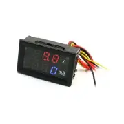 DC 0-999mA Ammeter 0-300VDC Voltmeter Red Blue Dual LED Dispaly Digitals Meter