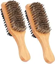 CALLARON 2pcs Beard Styling Comb Horse Hair Beard Brush Bristle Beard Brush for Men Hair Styling Barber Tool Brush for Beard Hair Shaving Tool Hair Cleaning Brush Light Brown Wooden