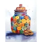 Glass Cookie Jar Modern Folk Art Watercolour Canvas Poster Print Picture Art