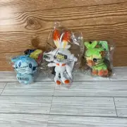 Pokemon Center Grookey Scorbunny Sobble Plush Keychain Lot 2019