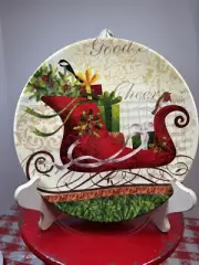 Christmas Plate By Lori Siebert Good Cheer Sled Microwave & Dishwasher Safe