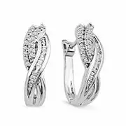 0.5 CT. T.W. Diamond Twist Hoop Earrings in Sterling Silver