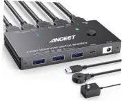 8K HDMI KVM Switch 2 Port 8K@60Hz 4K@120Hz， USB 3.0 KVM Switch for 2 Computers