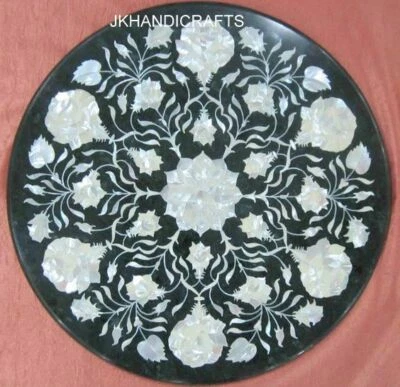 Round 12" Marble Coffee Side Table Top Marquetry Floral Inlay Art Home Decor