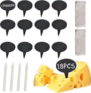 18PCS Cheese Markers for Charcuterie Board, Slate Cheese Labels Sign, Cheese Markers Set, Chalkboard Picks Cheese Name Tag Cupcake Toppers for Wedding Birthday Cocktail Parties Dinner Food